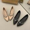 Pointed flat bottom banquet rhinestone spring temperament shallow mouth French soft sole 2025 single shoe inner height increase new elegance
