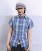 SPORT CHAMBER Sc Square Check Roll-Up Shirt (Blue)