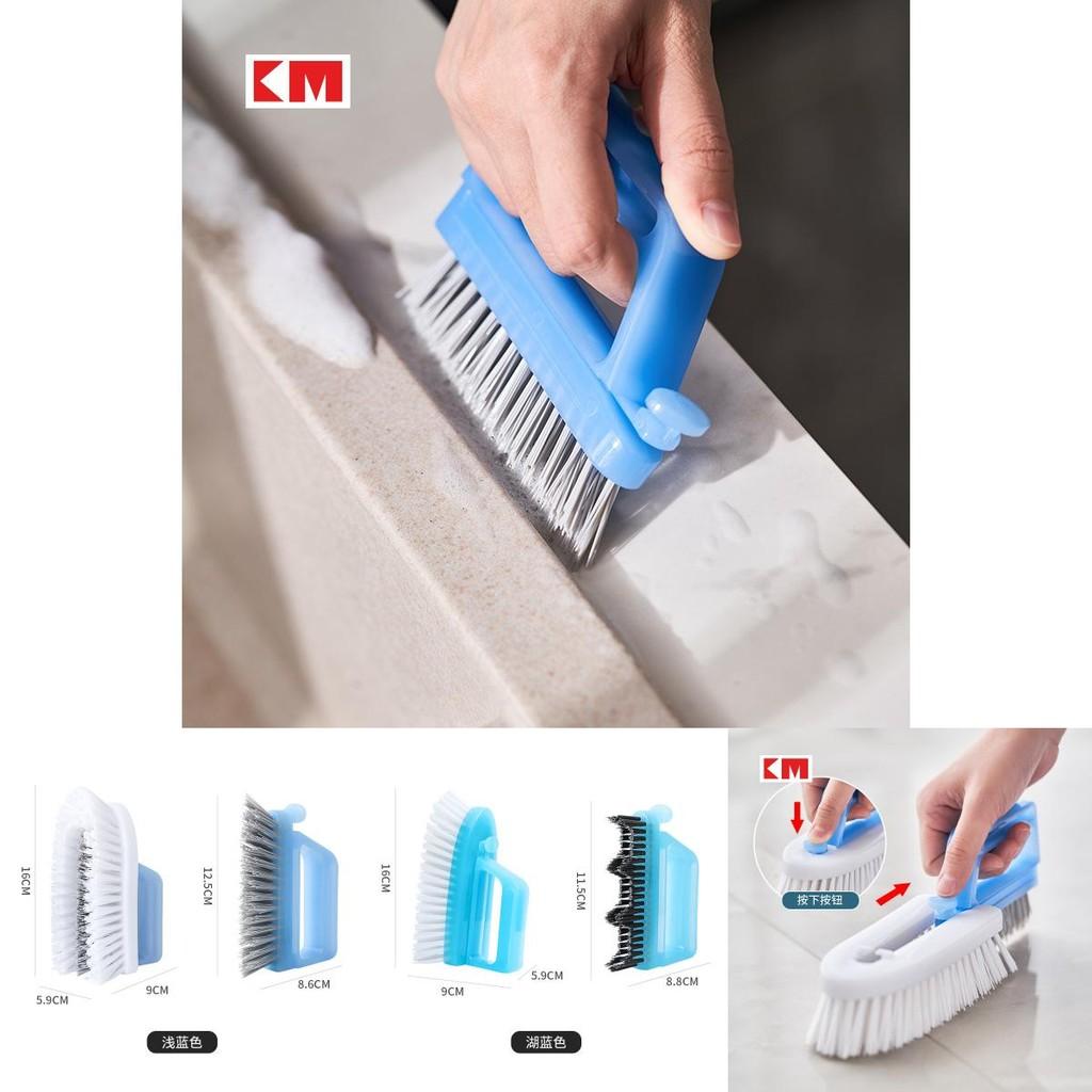 Hard Bristle Floor Brush For Bathroom Cleaning With Plastic Handle And Dual Use Design