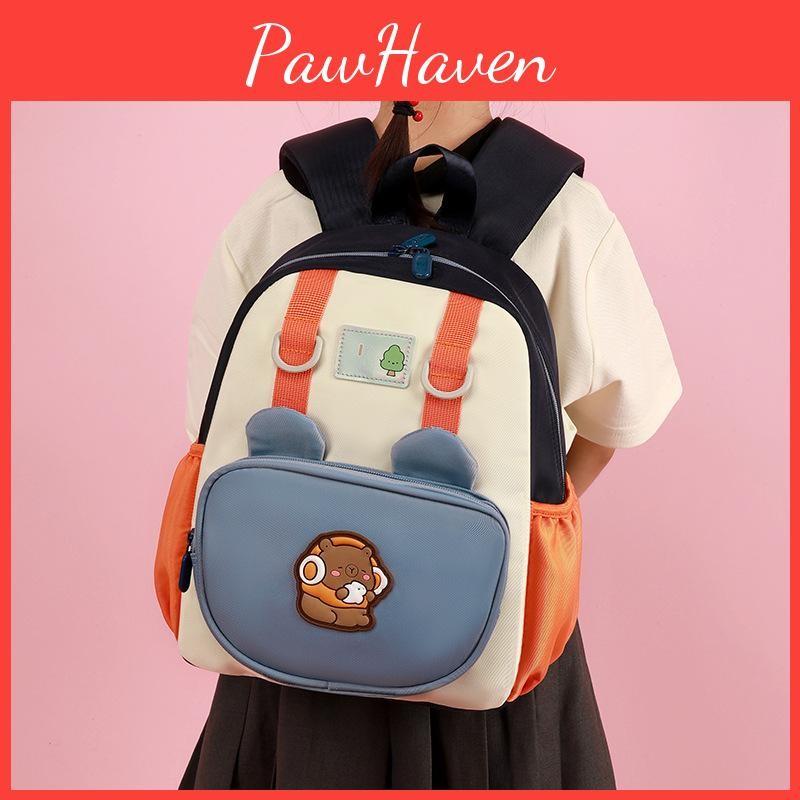 Pattern Capybara Kids Cartoon Backpack With Nylon Material And Color Bright