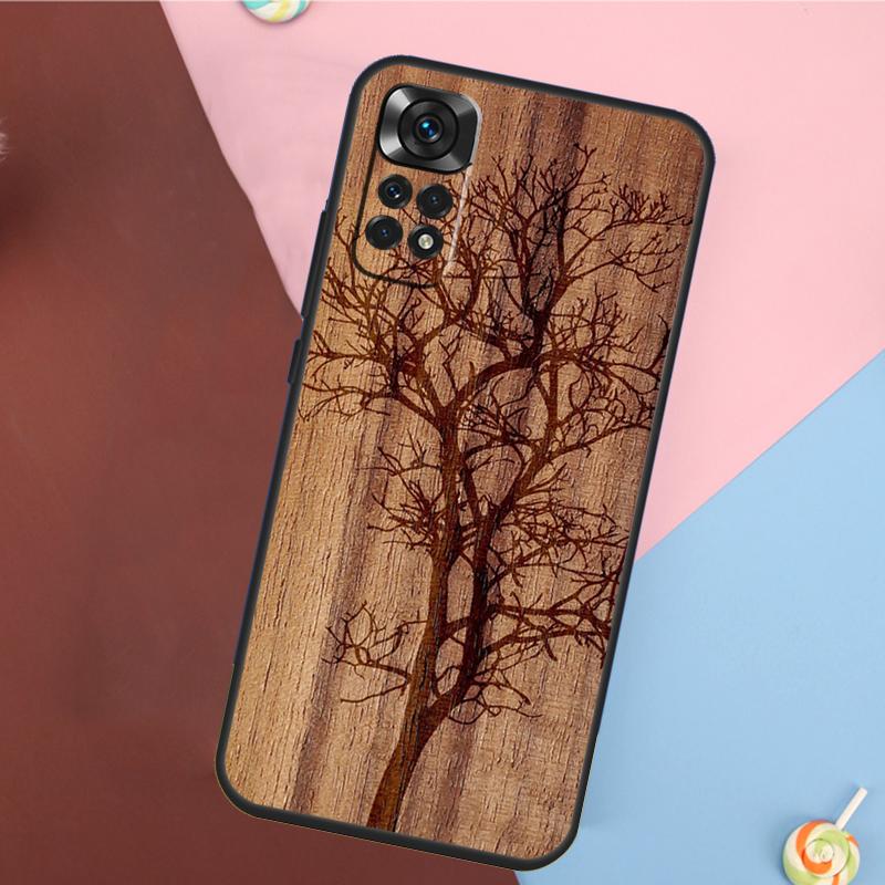 Tree Flower Bamboo Wood Cover For Xiaomi Redmi Note 13 Pro 14 12 11 9 10 9S 10S 11S 12S Redmi 10C 12C 13C 14C Case