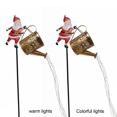 Solar Santa Claus Watering Can with LED Light Outdoor Decorative Solar Lights for Outside Patio Yard Christmas Gardening Gifts