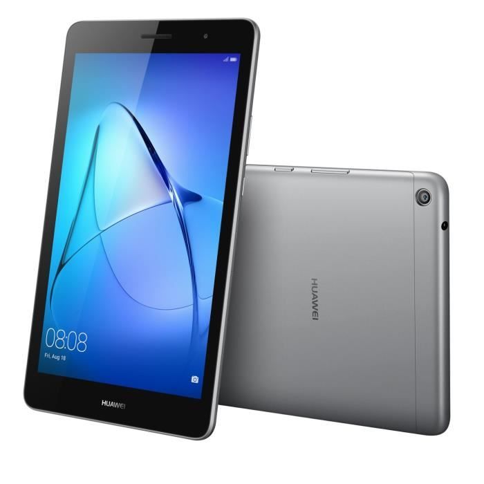 Huawei tablette tactile mediapad t3 8" ips 1280 x 800 -android 7.0 - 16 go microsd - logement microsd - gris