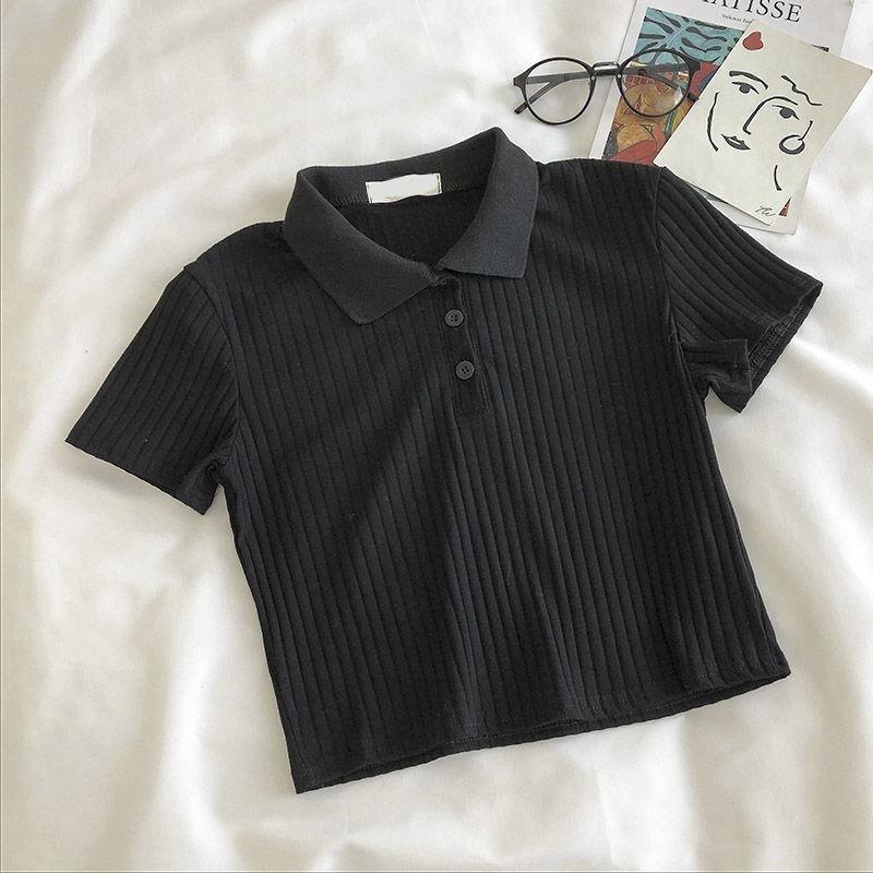 Knitted Fashion Women Blouses Tall Tops Turn Down Collar Youth Blouses Clothing Chic Cropped Shirt