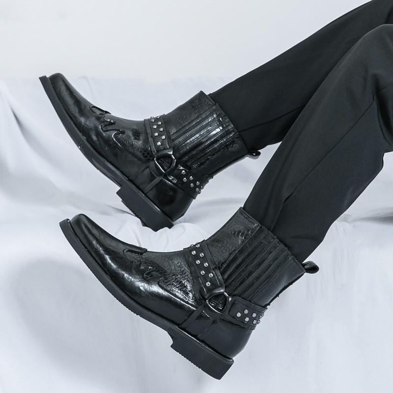 Mens Square Toe Ankle Boots Casual Formal Leather Shoes Plus Size Winter