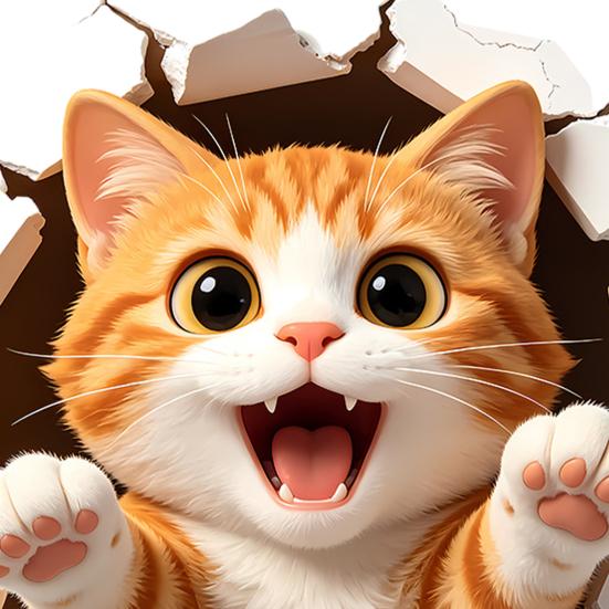 Adhesive Toilet Sticker Waterproof 3D Orange Cat Wall Decal No Glue Residue Decorative Sticker