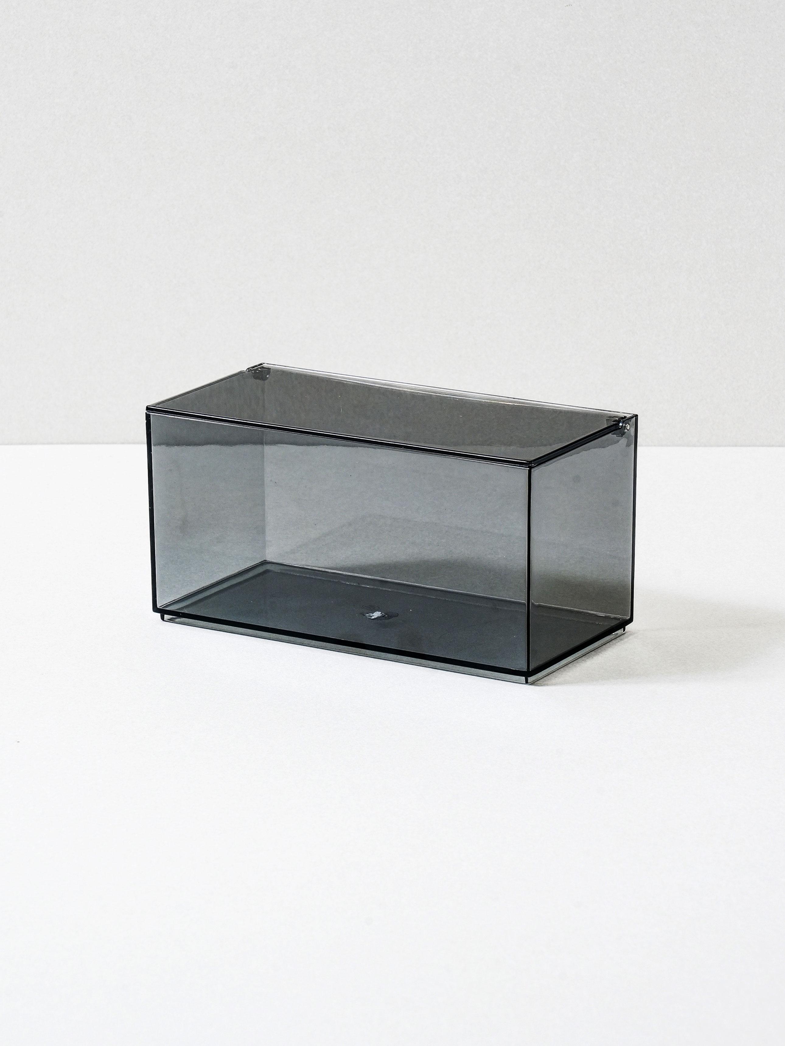 Medium Black Clear Lidded Cosmetic Organizer Box 1ea