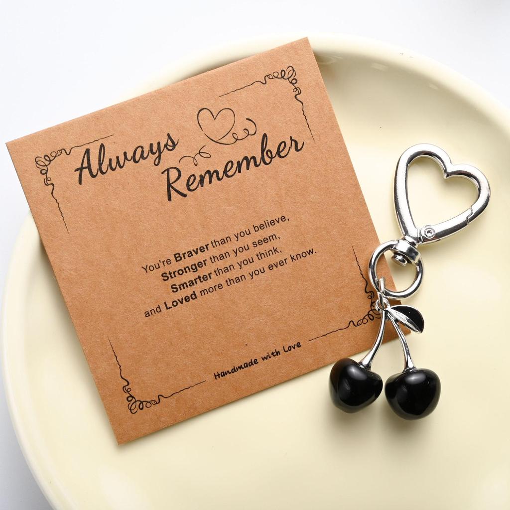 Cross-Border Inspirational Cherry Heart Keychain