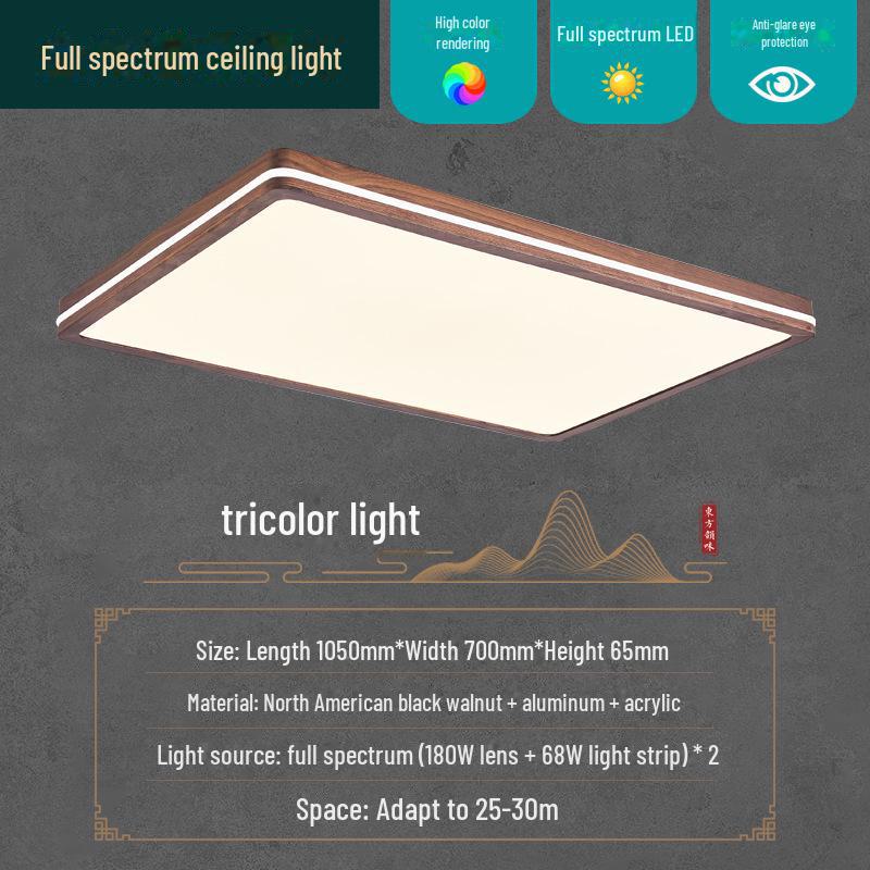 Solid Wood North American Walnut Ceiling Lamp with Full Spectrum Eye Protection for Living Room and Bedroom