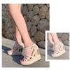 2025 Summer New Line One Button Ultra High Heel Slope Heel Waterproof Platform Ethnic Style Thick Sole 12-14-16cm Women's Sandal