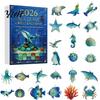 Home Decoration Accessories Sea Life Advent Calendar 2026, 2D Christmas Countdown Box with 24 Days Surprise Unboxing Ocean Animal Acrylic Pendants,