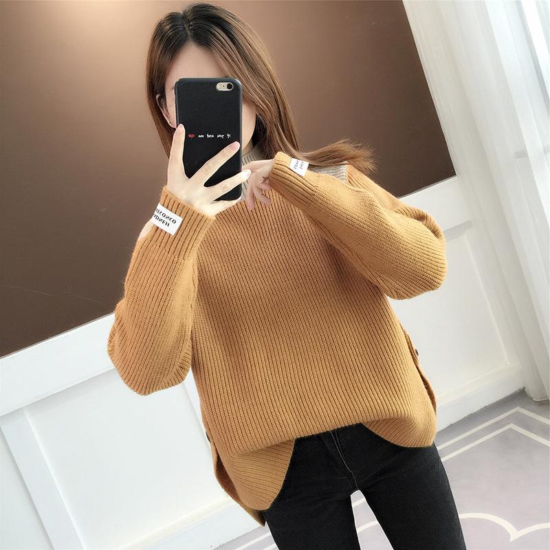 

Женский осенне-зимний полосатый свитер в тон, большой воротник-фонарик, объемный трикотажный пуловер с переплетенными нитками XXL