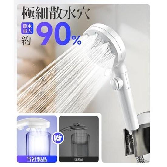Shower Head Micro Nano Bubble90 Water SavingHigh Pressure5 Levels FlowMist Gently Cleans Pore Dirt Sebum Retains Heat Moisture Skin Hair Care