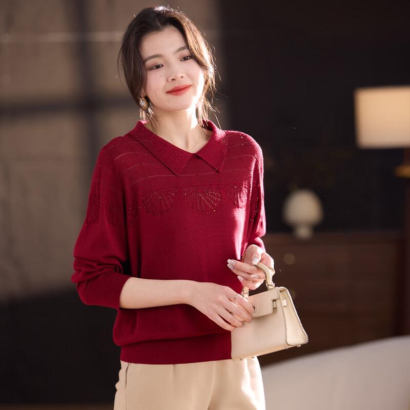 

Jianhu Women s Elegant Knitted Long-Sleeve Top 2XL