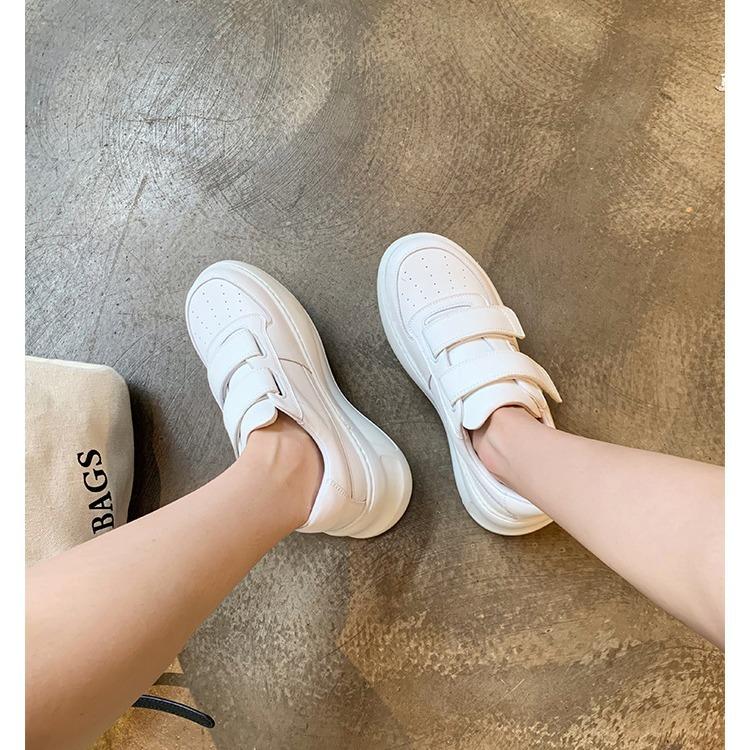 Grape mother studiolee thick-soled heightening Velcro board shoes genuine leather little white shoes women's 2025 new explosion