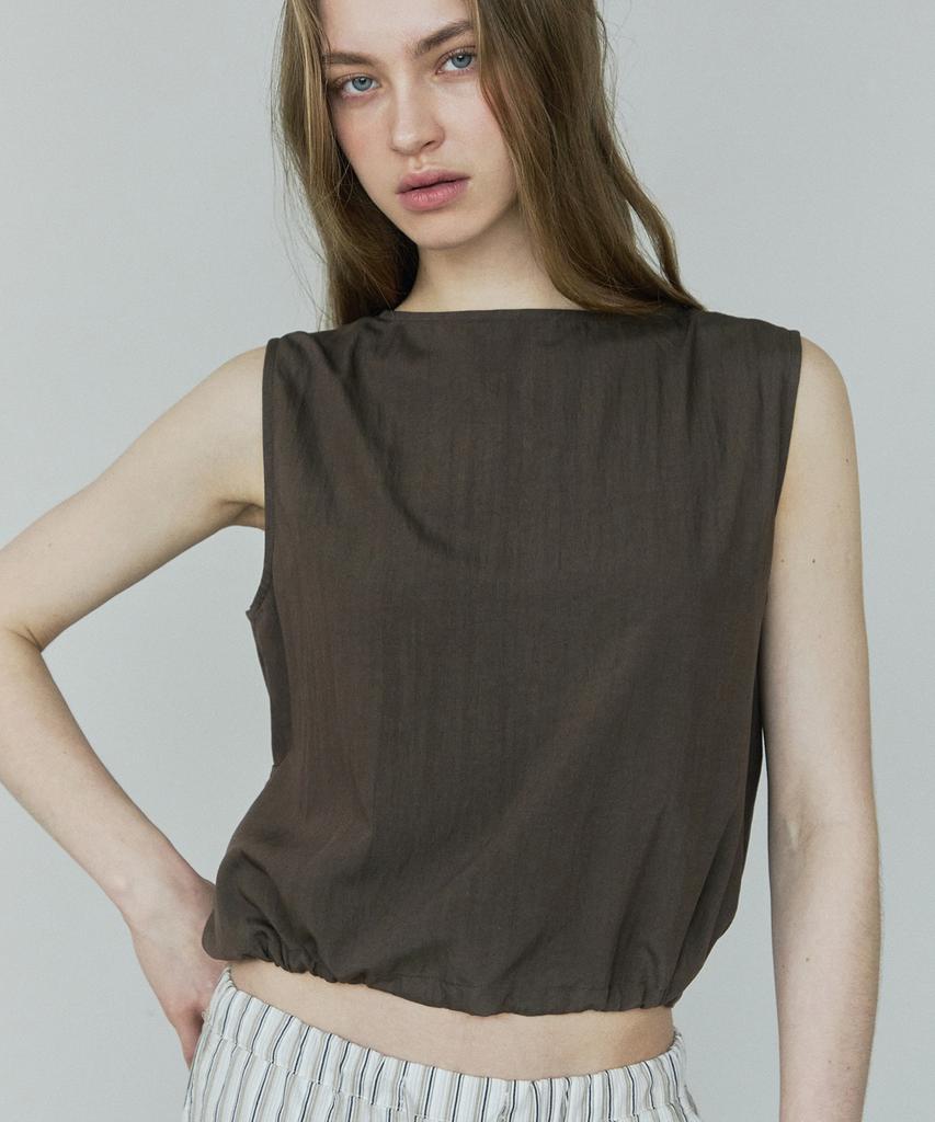 IHR Two-Way Shirring Blouse / Brown
