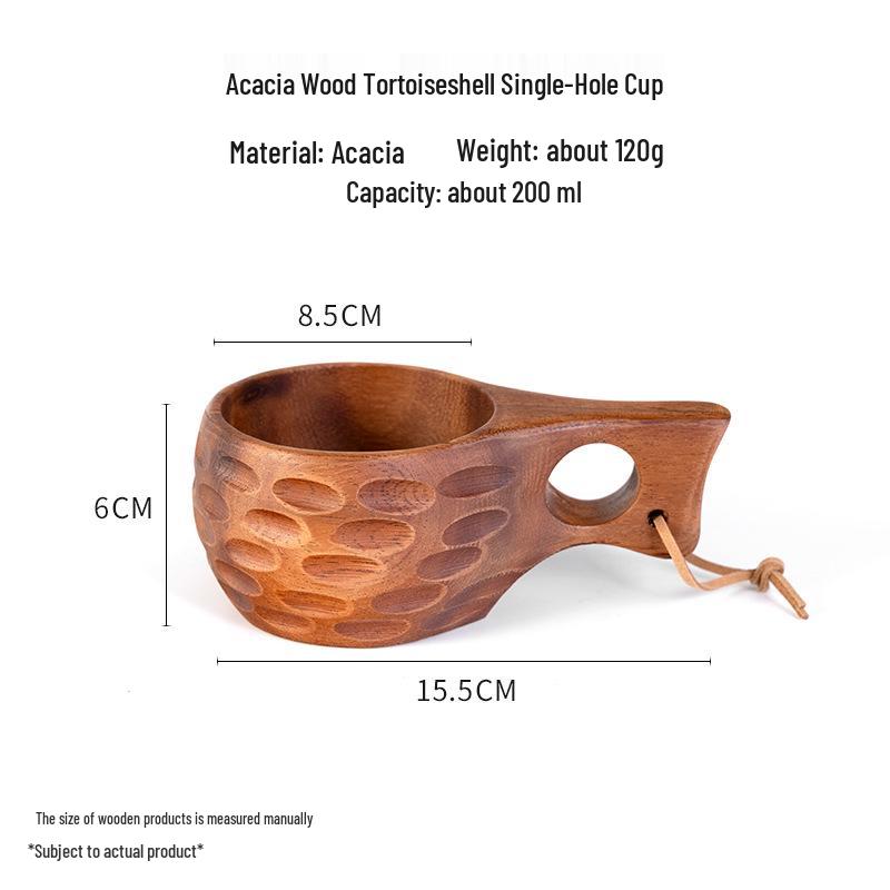 South American Walnut Coffee Cup with Finnish Design and Anti-Scald Acacia Wood Lanyard Handle
