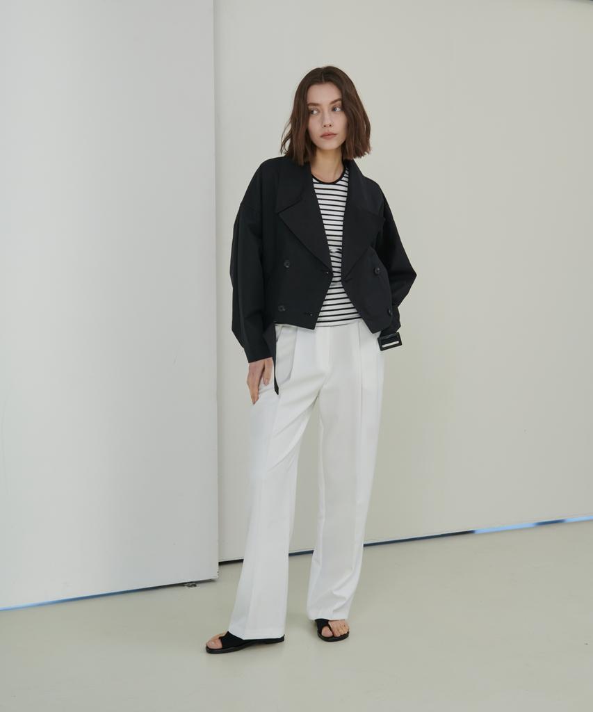 Oyy Crop Double Trench_Black