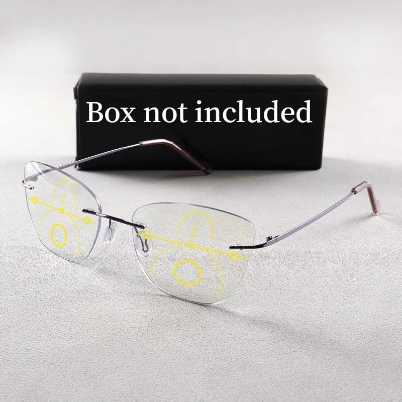 2026 Ultra Light Frameless Progressive Multifocal Reading Glasses, HD Anti Blue Light Presbyopia Eyewear Diopters +1.0 To +4.0