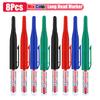 1-8pcs 32mm Long Head Markers Pen Multi-purpose for Woodworking Tile Decoration Deep Hole Marker Pens Red/Black/Blue/Green Ink