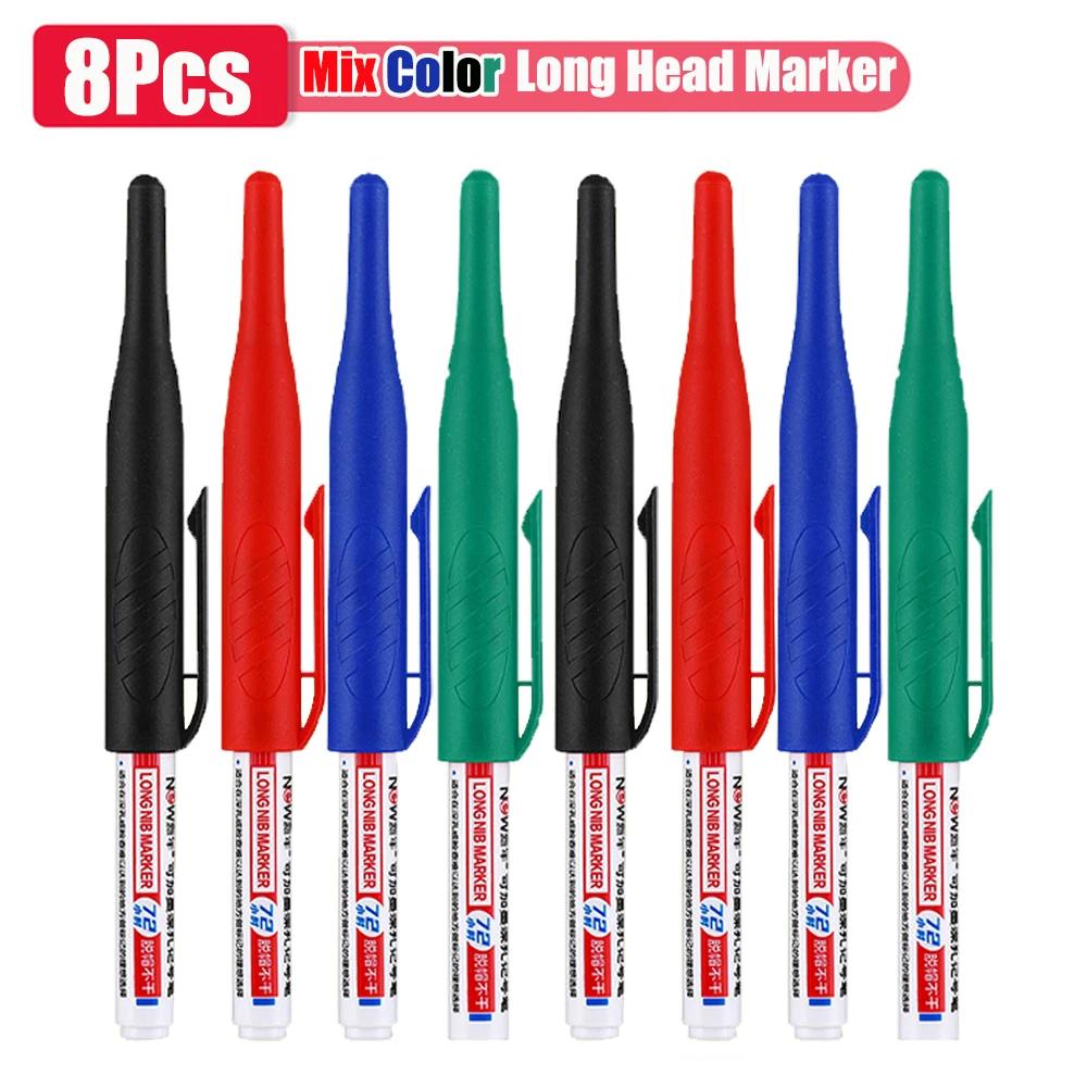 1-8pcs 32mm Long Head Markers Pen Multi-purpose for Woodworking Tile Decoration Deep Hole Marker Pens Red/Black/Blue/Green Ink