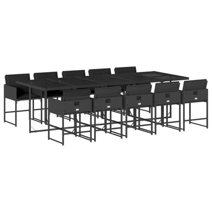 VidaXL Ensemble à Manger de Jardin avec Coussins 11 pcs, Table et Chaises à Dossier Rabattable, Meubles d'Extérieur Patio 3211291