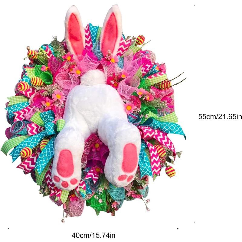 Velikonoční věnec, věnec s velikonočním zajíčkem, velikonoční věnec s zajíčkem na přední dveře, závěsná girlanda, velikonoční věnec s přívěskem Butt, věnce z umělých květin