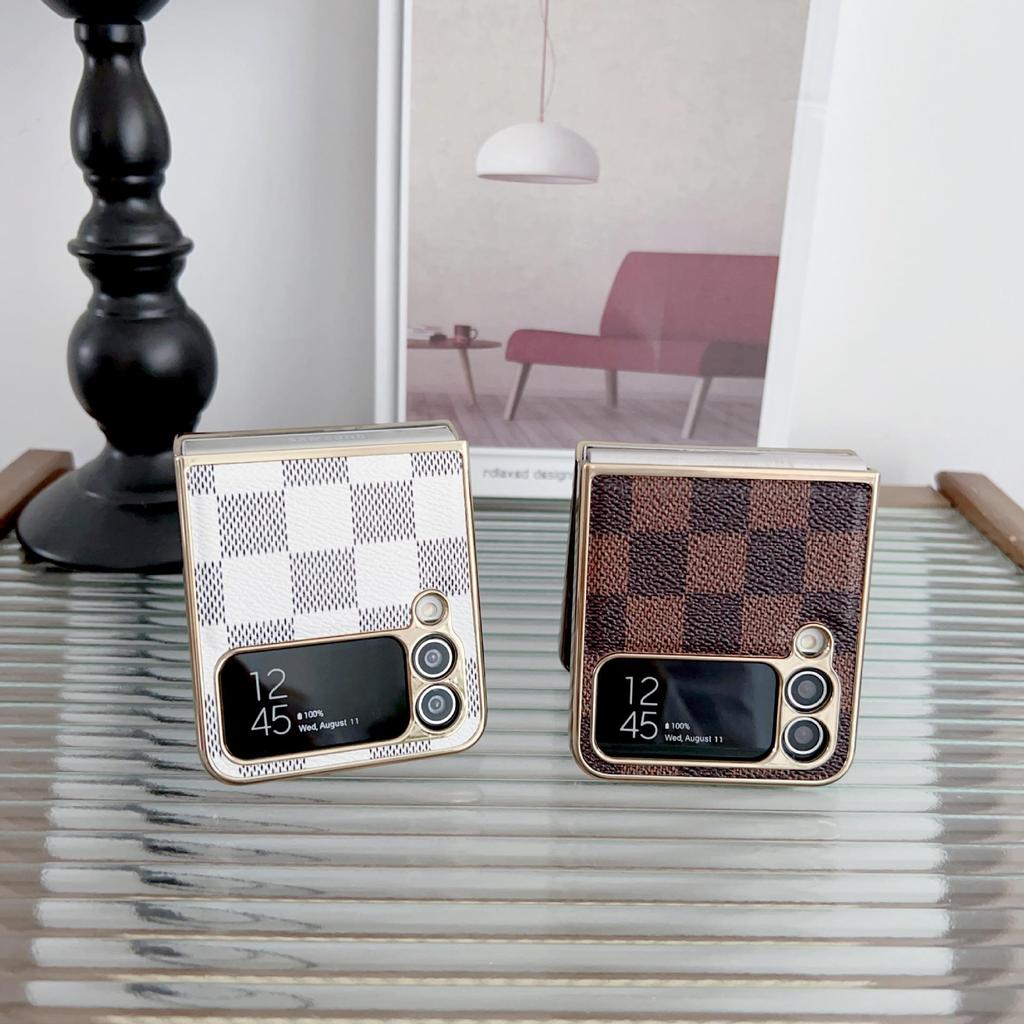 Samsung Z Flip7 Składane Etui Ochronne z Wzorem Kratki Odporne na Upadki dla Z Flip6