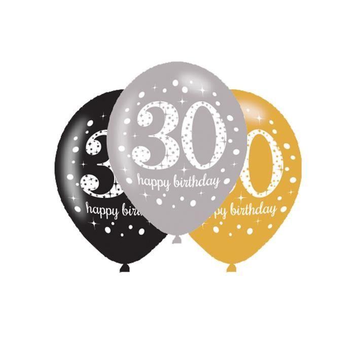 Ballons - AMSCAN - 30ème anniversaire - Multicolore - Hélium - Latex