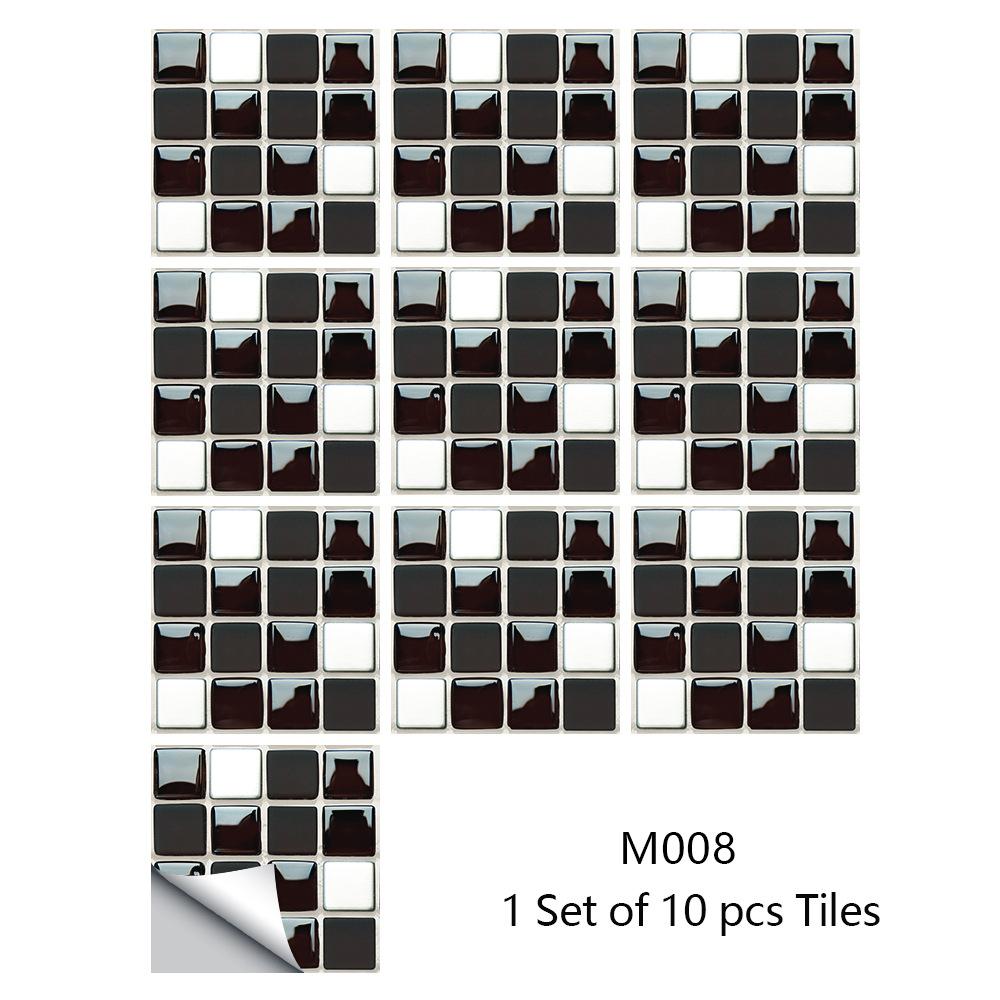 10Pcs/Set Self-Adhesive Mosaic Style Simulation Tile Wall Stickers Living Room Kitchen Bathroom Beautiful Seam Stickers Home Decorating Supplies