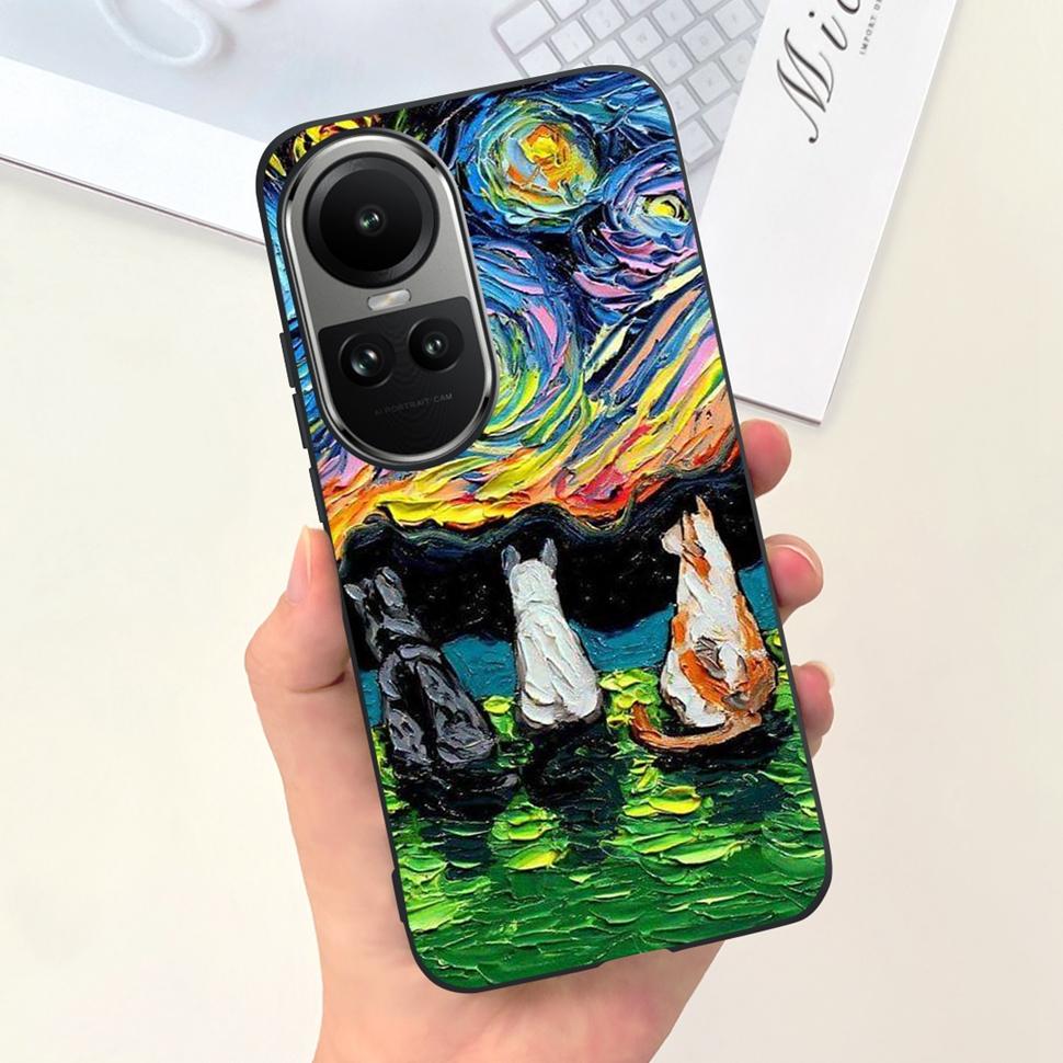 For Oppo Reno10 Case Luxury Colourful Painted Cover Soft Silicone Phone Case For Oppo Reno 10 Reno10 Pro 5G Back Cover Bumper