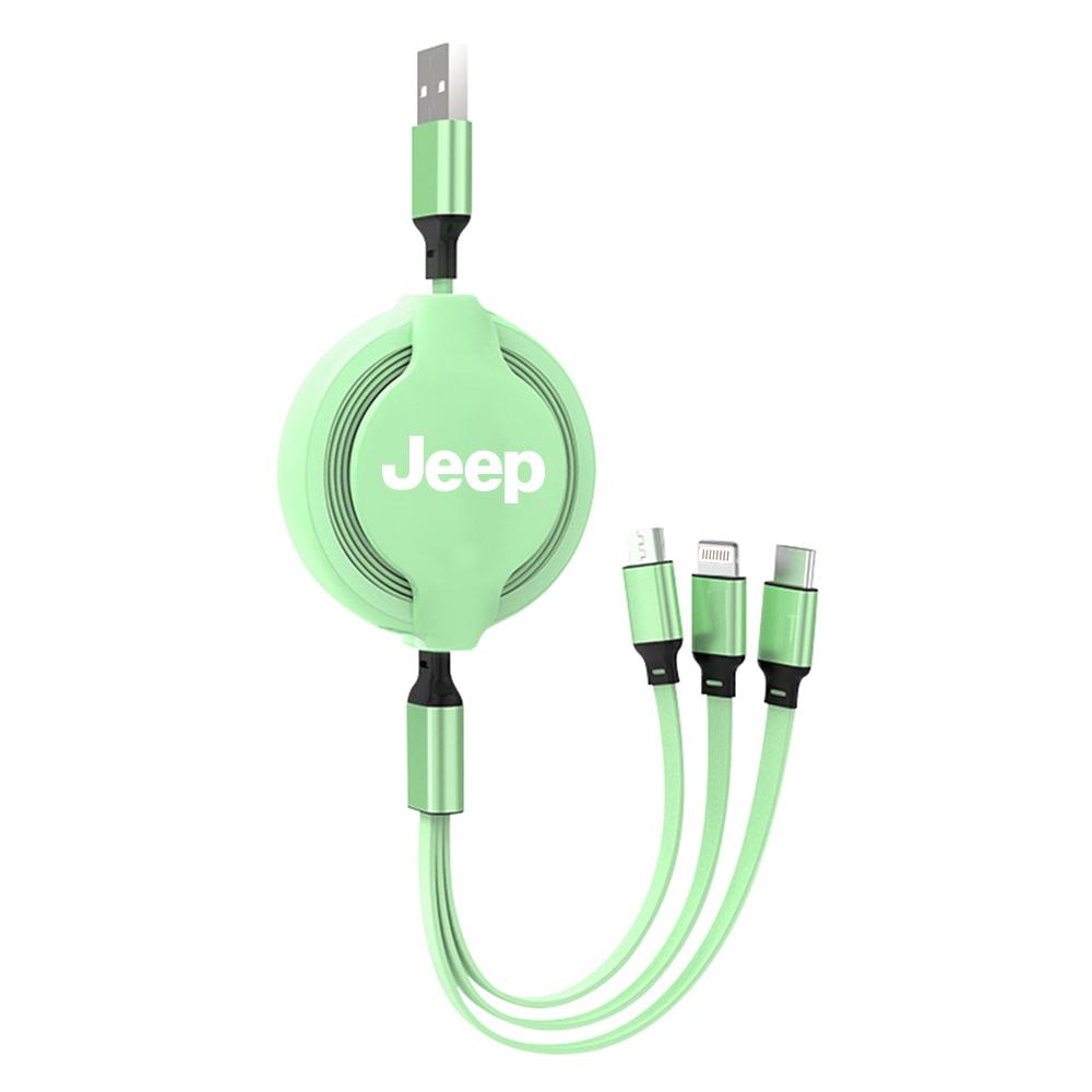 3 In 1 Fast Charger USB Data Cable Car Accessories For Jeep Grand Cherokee Wrangler JK Gladiator Compass Renegade Patriot Libert AKL1