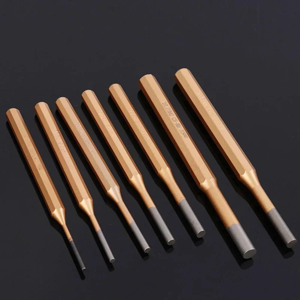 6pcs Cylindrical Punch Chisel 3mm 4mm 5mm 6mm 7mm 8mm Cylinder Punch Set Pin Punch Center CR-MN Steel Hand Tools Accessories