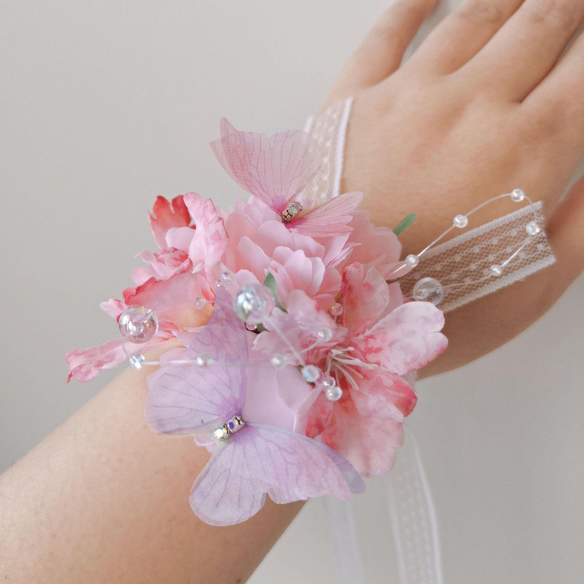 

Pink Butterfly Flower Girl & Bridesmaid Wrist Corsage - Fairy Jewelry for Weddings & Birthdays рожевий