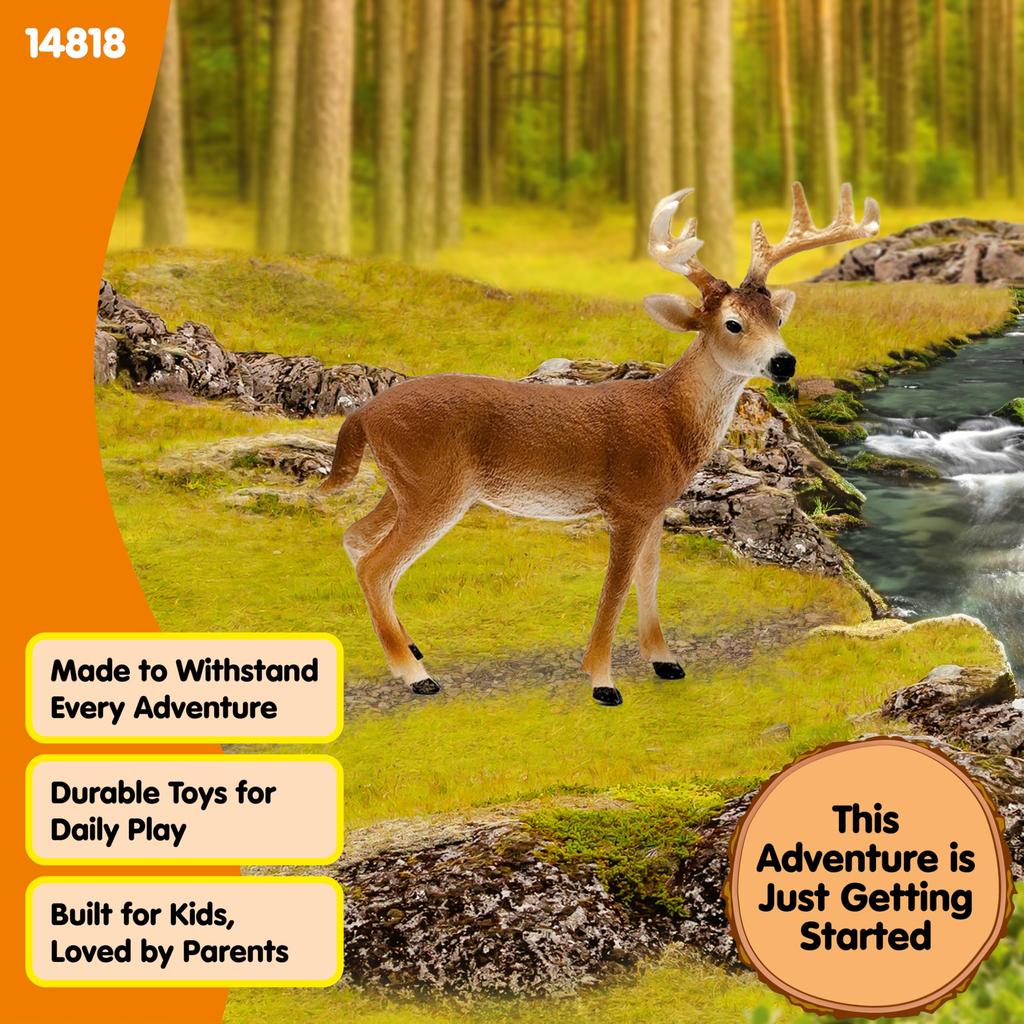 Schleich Wildlife Deer Ages Realistic Animal Toy 14818 White-tailed (Male) Figurine, 3+,