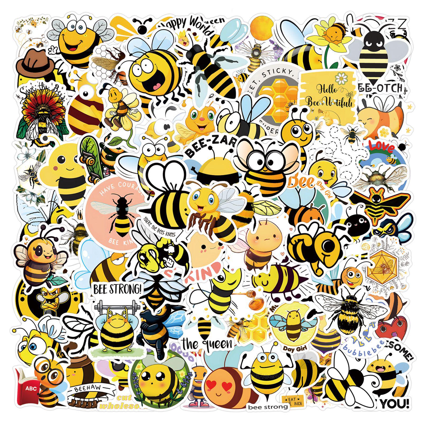 

110PCS Cute Cartoon Little Bees Graffiti Stickers for DIY Decoration and Suitcase Embellishment