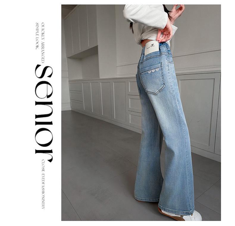 Girls' Light Color Micro Flare Jeans, Medium and Large Children's Stylish Spring/Autumn Pants 2026