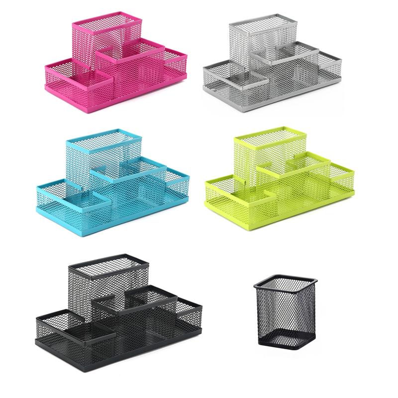 4 Grids Mesh Desk Organizer Office Supplies Pen Holder Multipurpose Space Saving Desk Organizer Storage Basket for Home Office