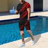 Plus Size Men's Summer Suit Round Neck Short Sleeved Shorts 3D Printed Loose Men's Casual Sports Set