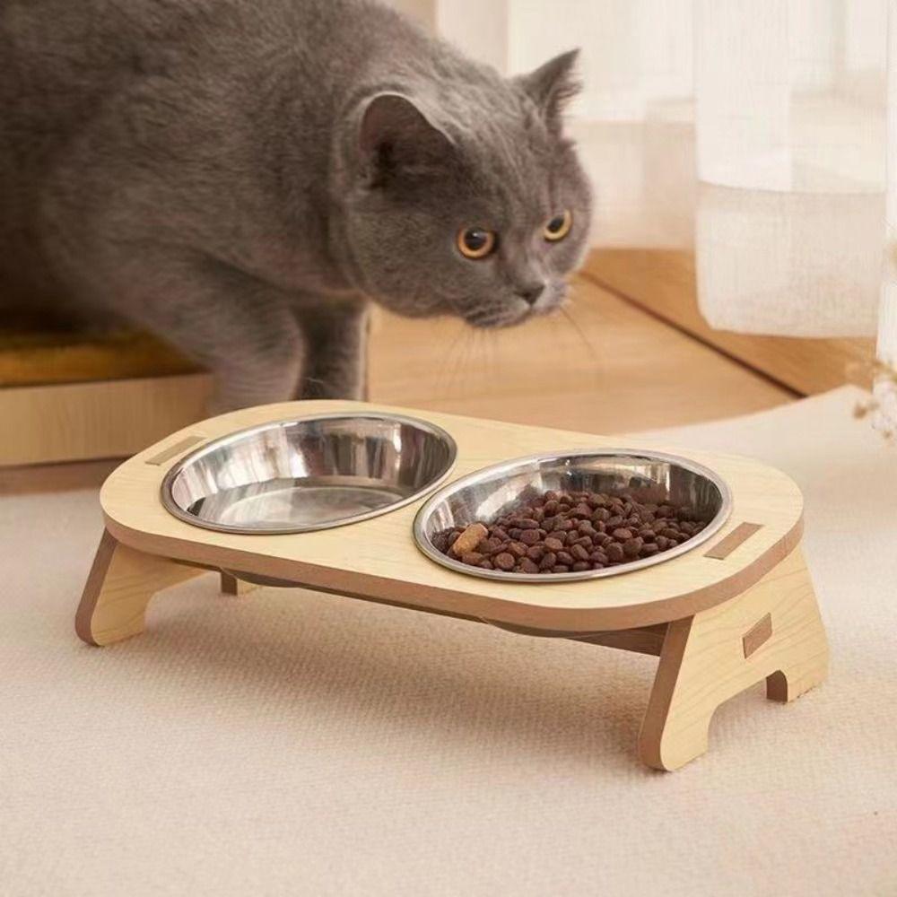 

Stainless Steel Cat High Foot Bowl Anti Spill Dog Food Feeding Basin Kitten Puppy Single Bowl