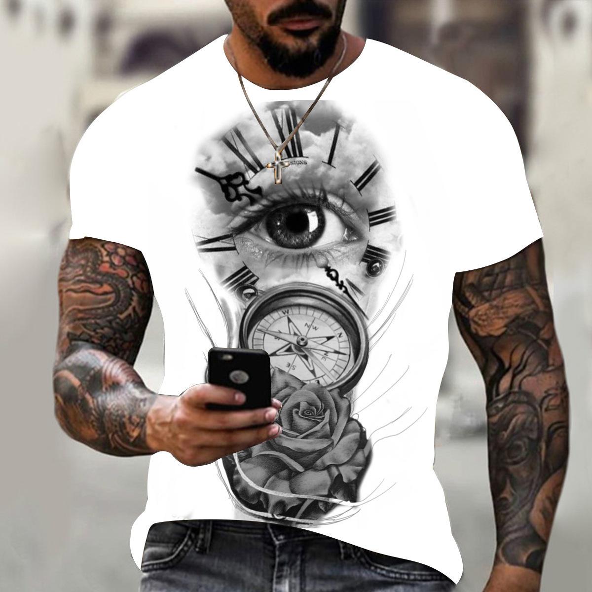 

Summer Retro Gray Pointer 3d Printing Short Sleeve Men s T-shirt Cool Fashion Streetwear Round Neck T-shirts 5XL