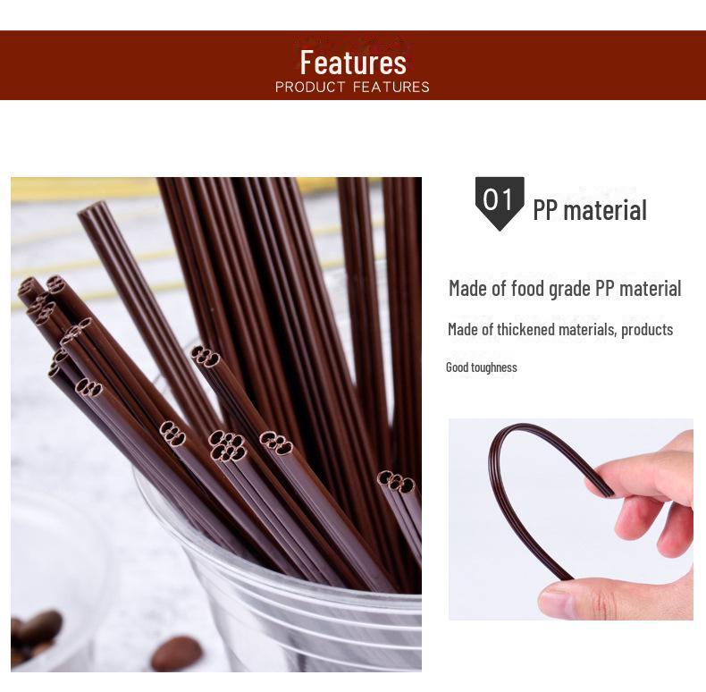 Paie biodegradabile PLA pentru amestecat cafeaua, de unică folosință cu trei găuri pentru băuturi calde și ceai cu lapte