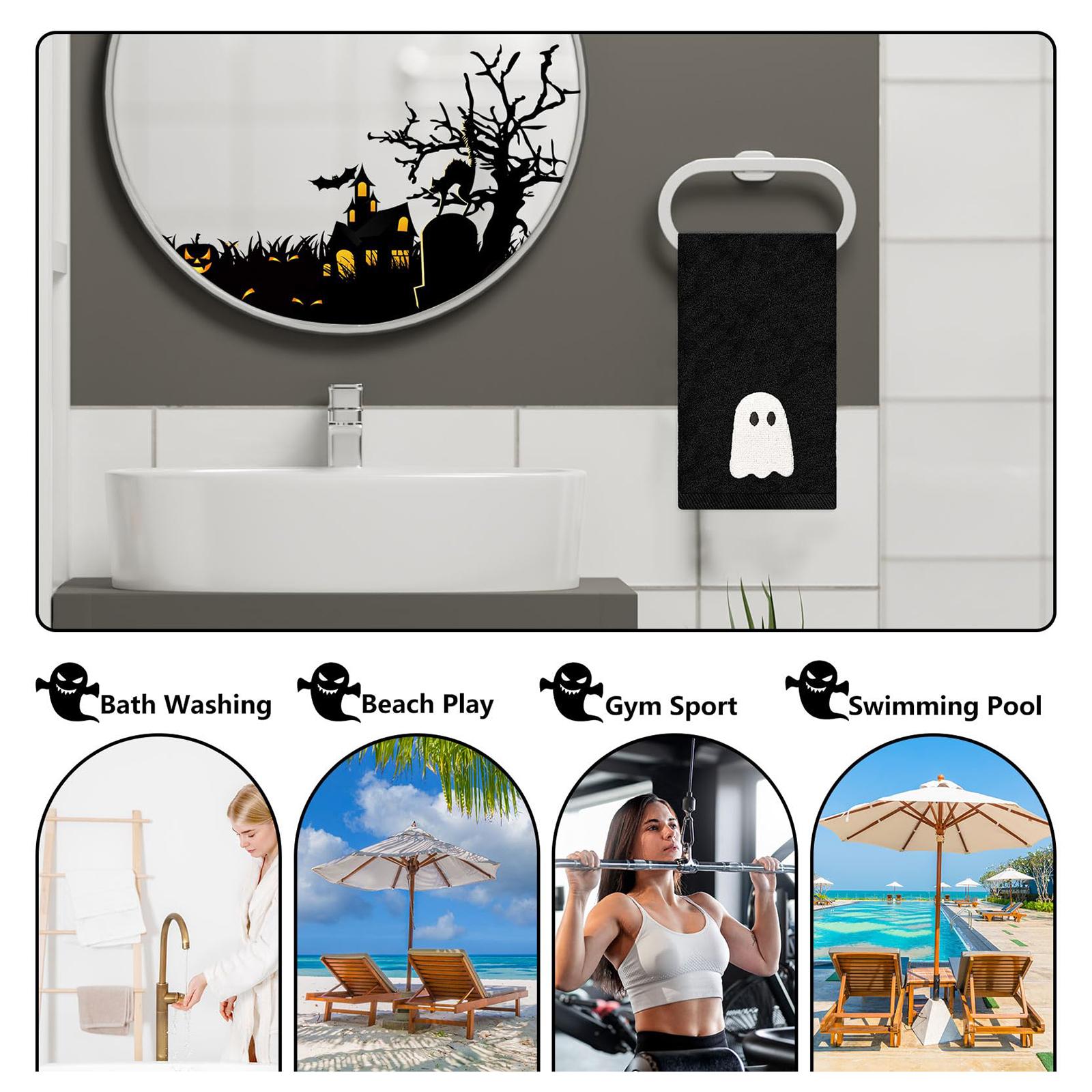 

2 Pack Halloween Black White Ghost Cotton Towel Halloween Ghost Hand Towel Hand Drying Towel for Drying Cleaning Cooking Holiday China Mainland