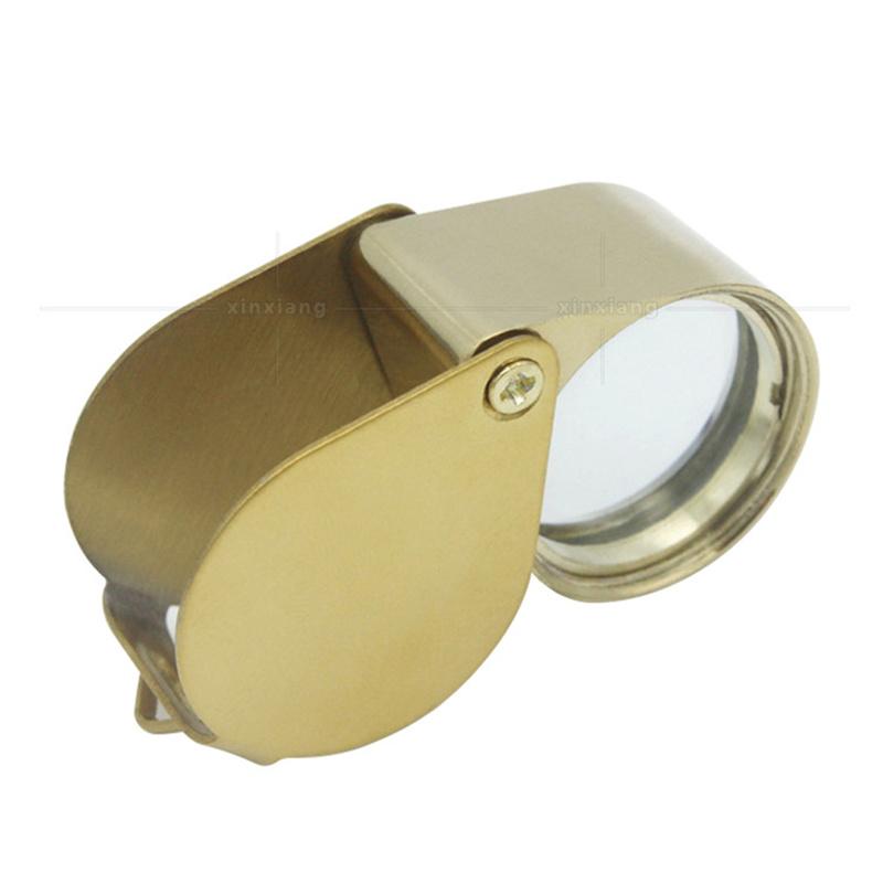 30X Folding Pocket Jeweler Magnifier Golden Color Foldable Magnifying Glass Portable Jewelry Loupe Monocle Mini Microscope Lupa