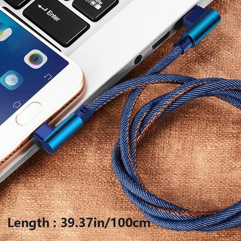 2,4V Geeignet für Dual-Ellbogen-Datenkabel Apple Android Typ-c Telefon USB Schnellladung Gewebtes Denim-Ladekabel Übertragung 1M