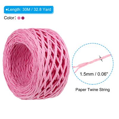 Raffia Ribbon 4 Rolls Raffia Yarn Paper Rope Twine String for Crochet Bags Craft Festival Gifts Bouquets Wrapping, 394 Feet