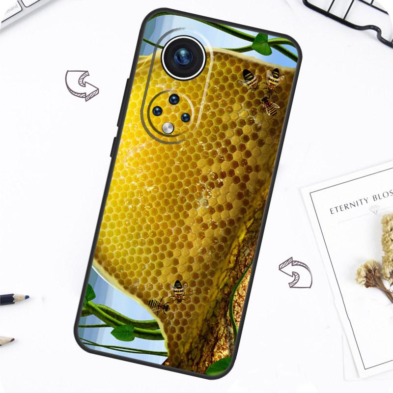 Golden Honeycomb Honey Bee Case For Honor Magic 5 6 7 Lite Honor 200 Pro X8b X9a X8a X8 X9 X9c X9b 50 70 90 Lite Cover