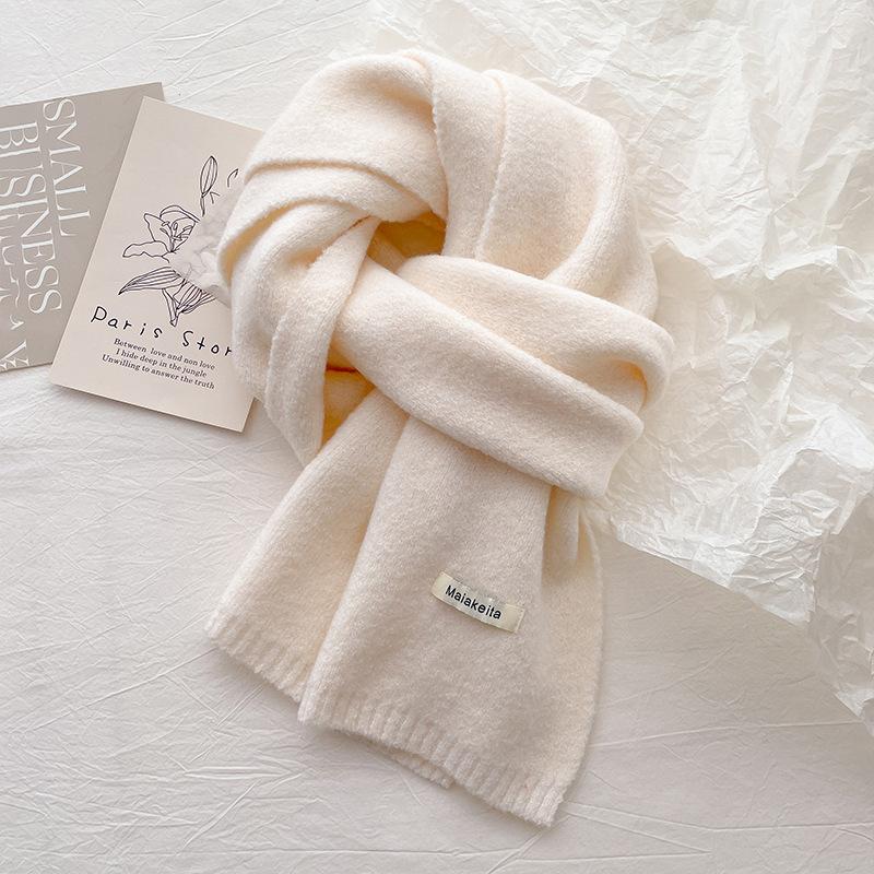 New letter knitted scarf women's winter with wool versatile students warm thickened high-end scarf tide