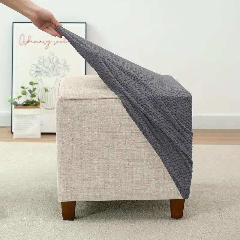 1PC Elastic Square Ottoman Stool Covers Jacquard Solid Color Footrest Cover Stretch Spandex Footstool Protector Cover Home Decor