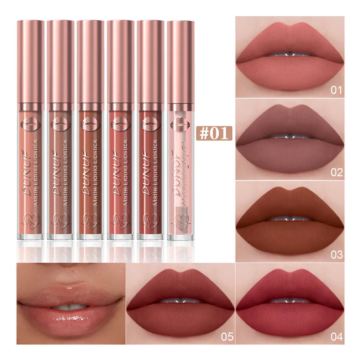 Set Of 6 Dunuf Matte Lip Glosses